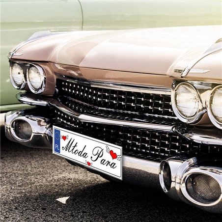 Tablica rejestracyjna dla młodej pary.