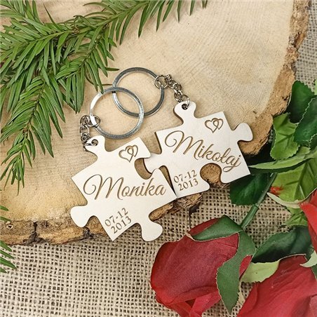 Breloki dla zakochanych puzzle - personalizacja.