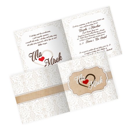 Zaproszenie ślubne z fakturą płótna - eleganckie, eko.