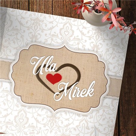 Zaproszenie ślubne z fakturą płótna - eleganckie, eko.