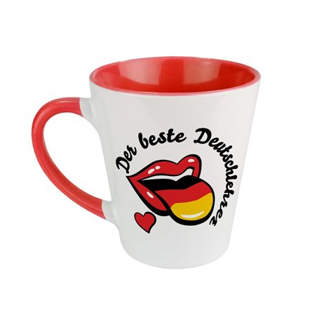 Zabawny kubek latte dla nauczyciela niemieckiego.