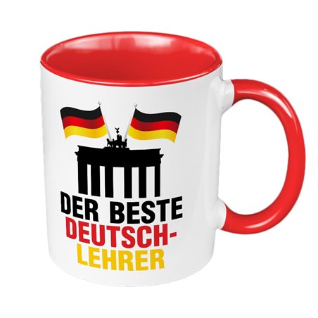 Kubek 330 ml  kolorowy dla nauczyciela niemieckiego - wzór Brama Brandenburska.