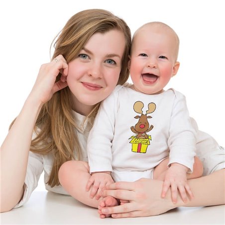 Body ze świątecznym reniferem w pudełku - krótki lub długi rękaw.