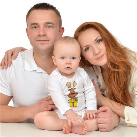 Body ze świątecznym reniferem w pudełku - krótki lub długi rękaw.