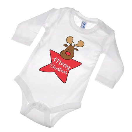 Body ze świątecznym reniferem i gwiazdką - krótki lub długi rękaw.