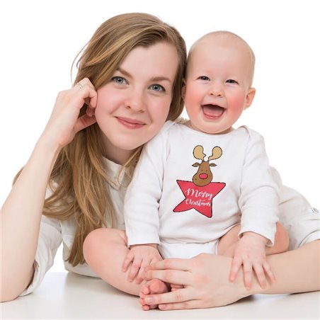 Body ze świątecznym reniferem i gwiazdką - krótki lub długi rękaw.