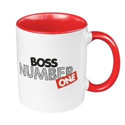 Kubek 330 ml kolorowy z tekstem "Boss Number one"- fajny prezent dla szefa.