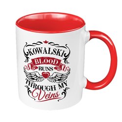 Kubek 330 ml kolorowy z tekstem "Blood runs through my veins".