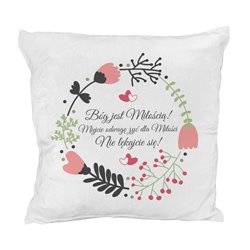 Pluszowa poduszka na ślub z pięknym cytatem - Tak więc trwają... 2
