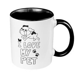 Kubek 330 ml kolorowy dla miłośnika zwierząt z napisem - I love my pet.