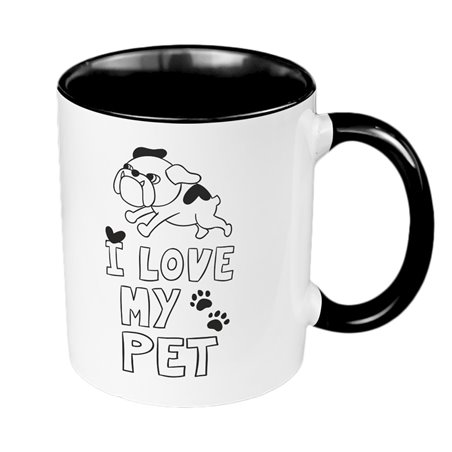 Kubek 330 ml kolorowy dla miłośnika zwierząt z napisem - I love my pet.