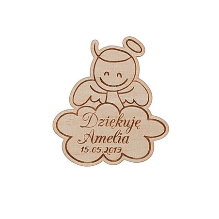 Drewniane magnesy na lodówkę - podziękowania dla gości - komunia - aniołek.