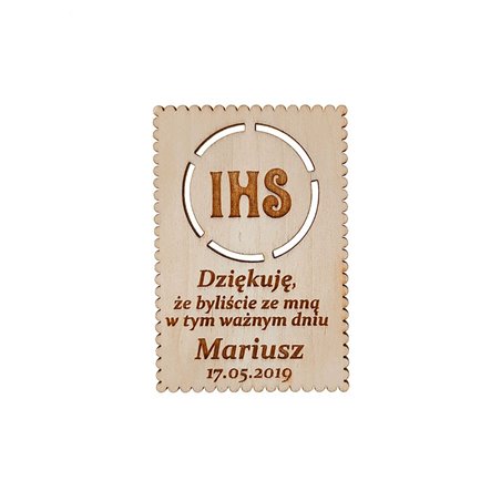 Drewniane magnesy na lodówkę - podziękowania dla gości - komunia - hostia.