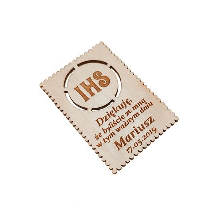 Drewniane magnesy na lodówkę - podziękowania dla gości - komunia - hostia.