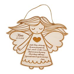 Pamiątka chrztu świętego aniołek z modlitwą - wzór 2 . 2