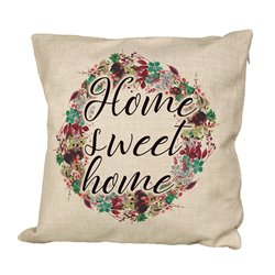 Poduszka lniana (imitująca len) z nadrukiem 2