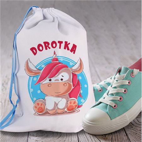 Worek dla przedszkolaka - Jednorożec - personalizowany - zmień imię.