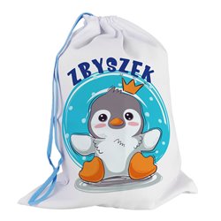 Worek dla przedszkolaka - Pingwin - personalizowany - zmień imię.