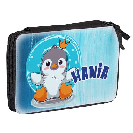 Duży piórnik dwukomorowy Pingwin.