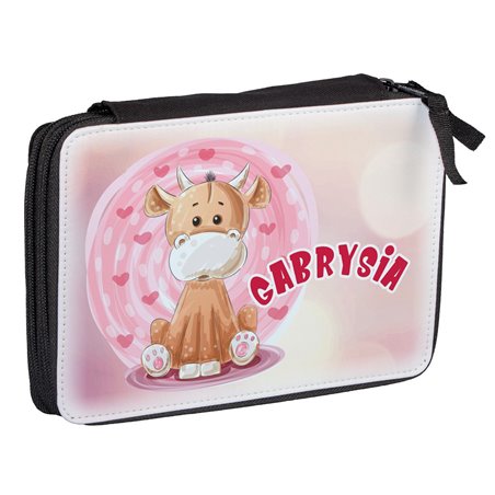 Duży piórnik dla pierwszoklasisty - Krówka jednorożec - zmień imię.