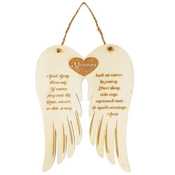 Pamiątka chrztu świętego - skrzydła z modlitwą.