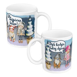 Kubek 330 ml kolorowy na miły początek dnia z napisem - Dziś będzie dobry dzień, ale najpierw kawa. 2