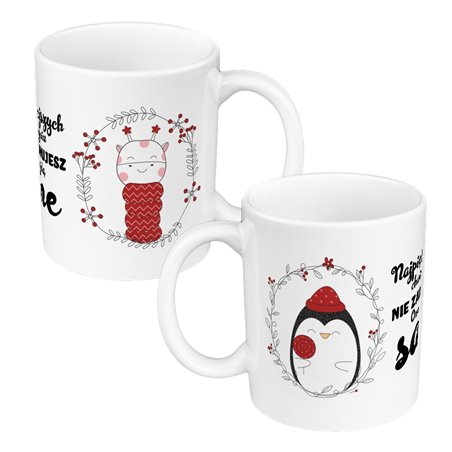 Kubek 330 ml kolorowy z pięknym mottem - Najpiękniejszych chwil nie zaplanujesz...".