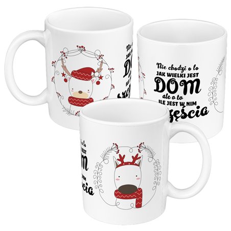 Kubek 330 ml kolorowy z pięknym mottem - Nie chodzi o to jak wielki jest dom...