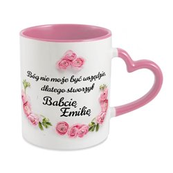 Kubek na dzień babci - Bóg nie może być wszędzie... - uchwyt serce.