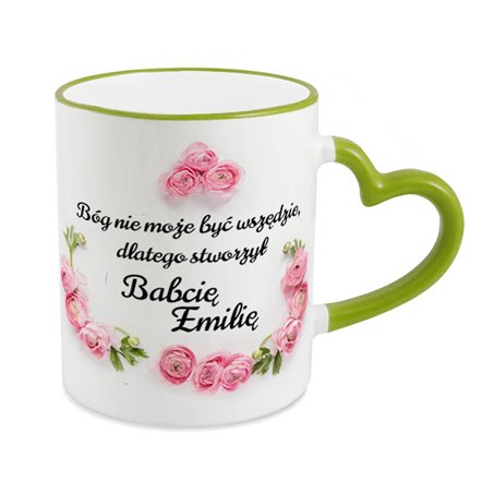 Kubek na dzień babci - Bóg nie może być wszędzie... - uchwyt serce.
