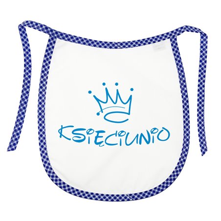 Śliniak z nadrukiem "Księciunio" to wspaniały pomysł na dodatek do prezentu z okazji narodzin, chrzcin lub innej okazji.