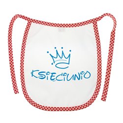 Śliniak z nadrukiem "Księciunio" to wspaniały pomysł na dodatek do prezentu z okazji narodzin, chrzcin lub innej okazji.