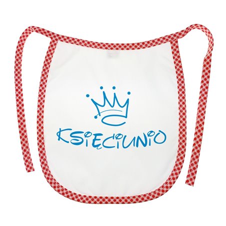 Śliniak z nadrukiem "Księciunio" to wspaniały pomysł na dodatek do prezentu z okazji narodzin, chrzcin lub innej okazji.