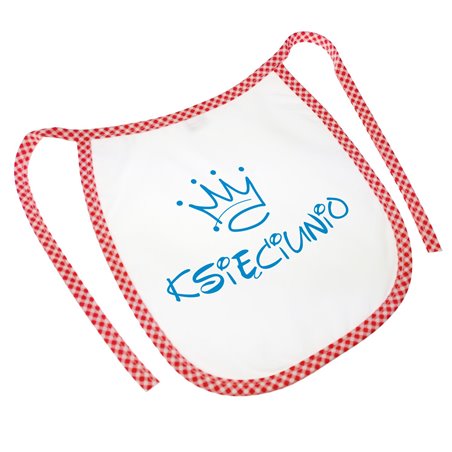 Śliniak z nadrukiem "Księciunio" to wspaniały pomysł na dodatek do prezentu z okazji narodzin, chrzcin lub innej okazji.