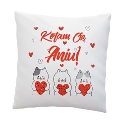 Poduszka na Walentynki dla miłośniczki kotów - Kotam Cię.