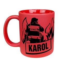 Matowy kolorowy kubek specjalnie dla strażaka - personalizacja.