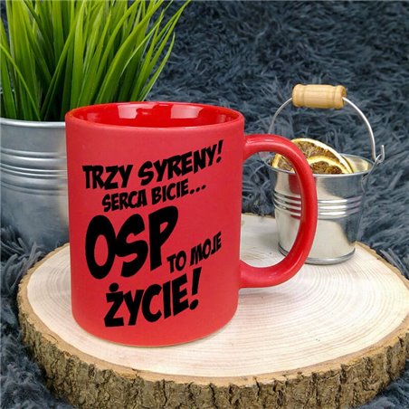 Matowy kolorowy kubek specjalnie dla strażaka - personalizacja.