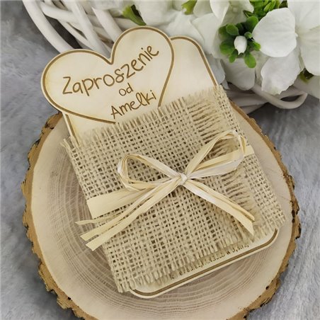 Zaproszenie ze sklejki - chrzest, komunia (anioł) .
