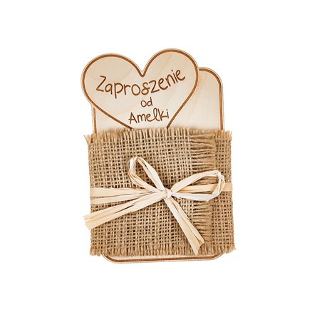 Zaproszenie ze sklejki - chrzest, komunia (anioł) .