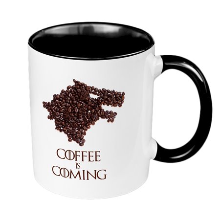 Kubek 330 ml kolorowy dla miłośnika Gry o tron - Coffee is coming- różne wzory.