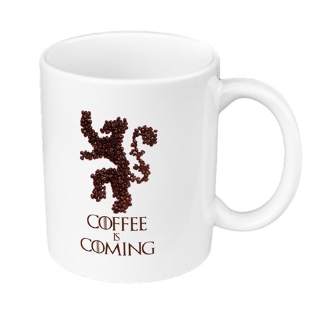 Kubek 330 ml kolorowy dla miłośnika Gry o tron - Coffee is coming- różne wzory.