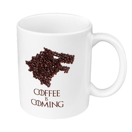 Kubek 330 ml kolorowy dla miłośnika Gry o tron - Coffee is coming- różne wzory.
