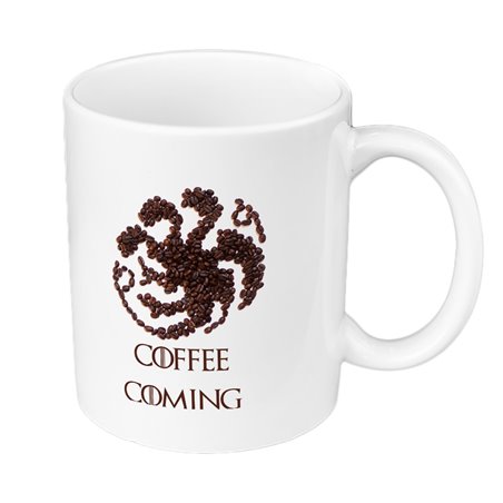 Kubek 330 ml kolorowy dla miłośnika Gry o tron - Coffee is coming- różne wzory.