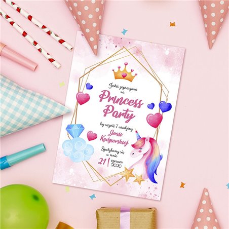 Zaproszenie na urodziny Princess Party.