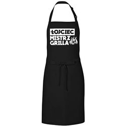 Kolorowy, gruby fartuch z nadrukiem "Łojciec mistrz grilla" - dzień ojca.