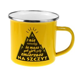 Kubek emaliowany motywacyjny.