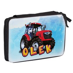 Duży piórnik dwukomorowy dla pierwszoklasisty - Traktor- różne kolory- zmień imię. 2