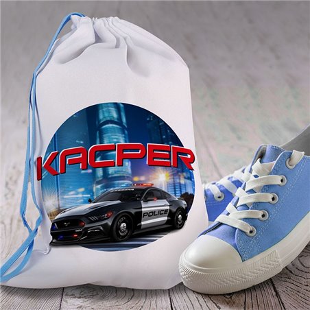 Worek dla przedszkolaka - Policja - personalizowany - zmień imię.
