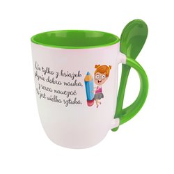Kubek z łyżeczką dla nauczyciela - Nie tylko z książek... 2