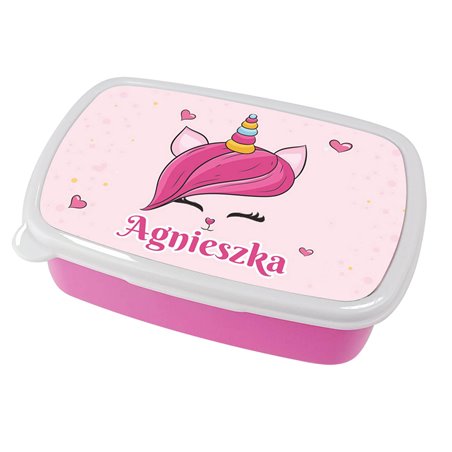 Pudełko na kanapki - śniadaniówka (jednorożec) z imieniem Twojego dziecka.